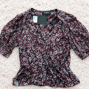The Kooples Paris NWT Floral Peplum Blouse Size 1 $220